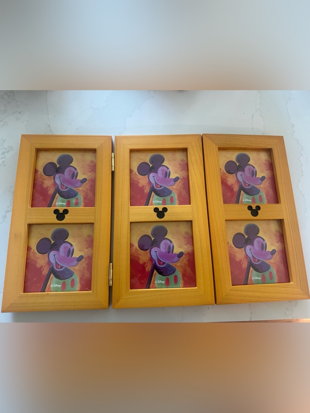 Disney Wooden Tri-Panel Frame with Purple and Orange Artwork
